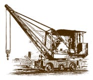 Two workers standing on a historic locomotive crane royalty free illustration Two workers standing on a historic locomotive crane royalty free illustration